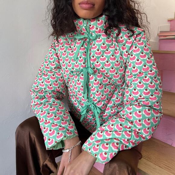 NWT NEW Lisa Says Gah Convertible Jelly Cakes Puffer Jacket Size L - Picture 1 of 6